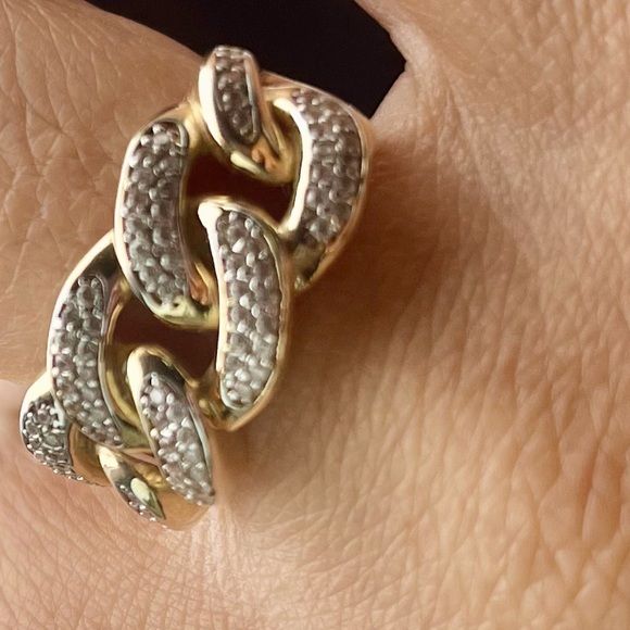 Pre-loved 14K Gold Cuban Link CZ Ring - Picture 10 of 11